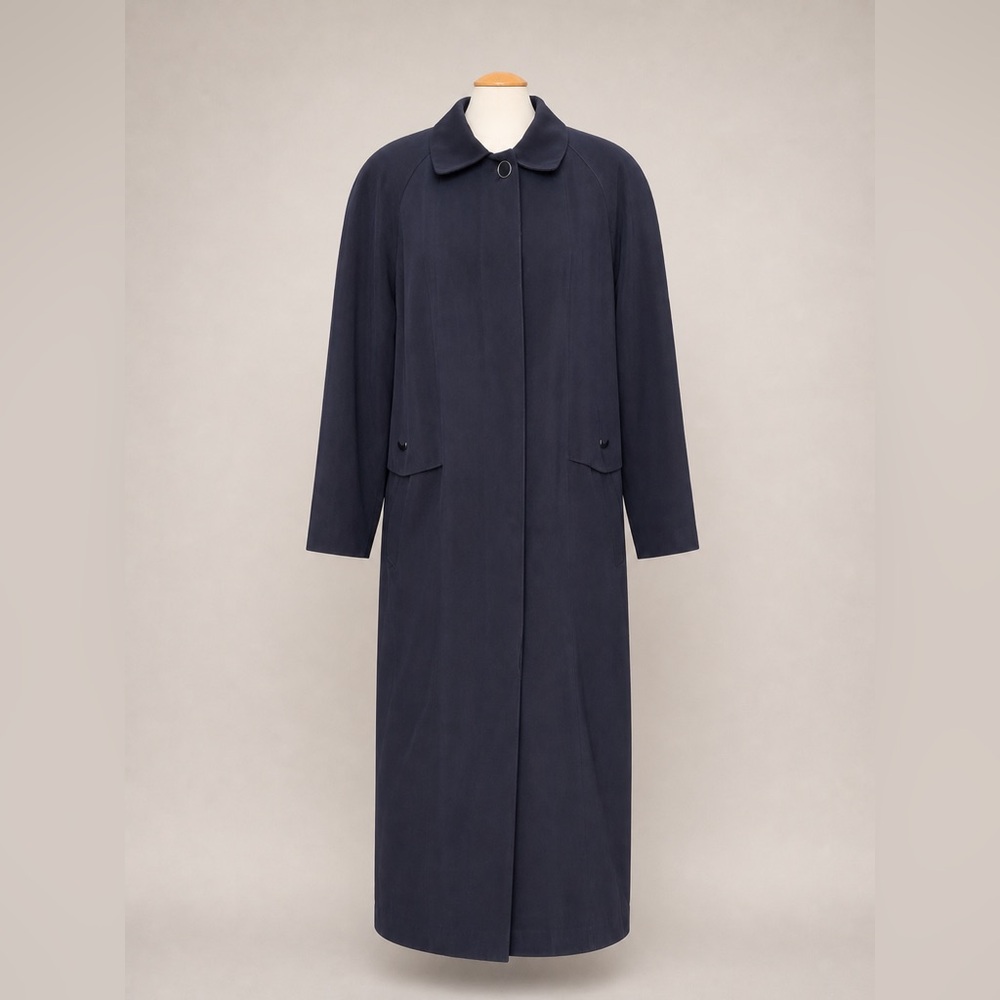 VINTAGE - Sequence Navy Minimalist Trench Coat With Removable Lining
